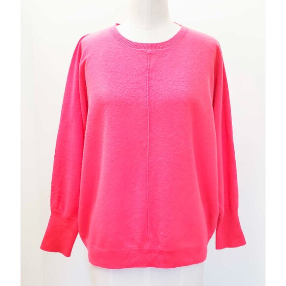 J. Crew Womens 100% Italian Cashmere Crew Neck Batwing Sweater Vivid Pink XL - Picture 4 of 10